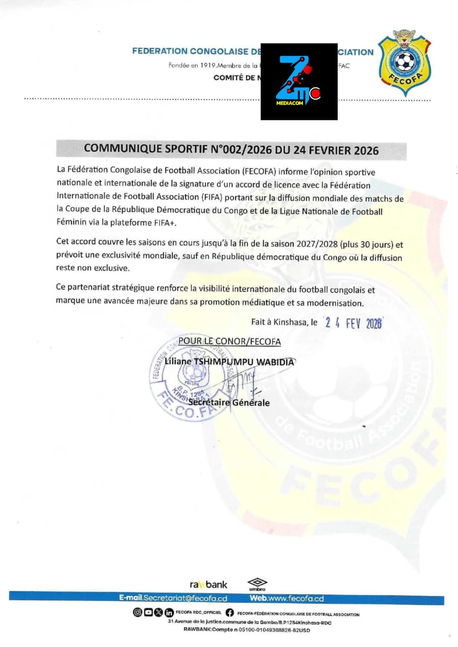 Football : la RDC signe un accord de licence avec la FIFA