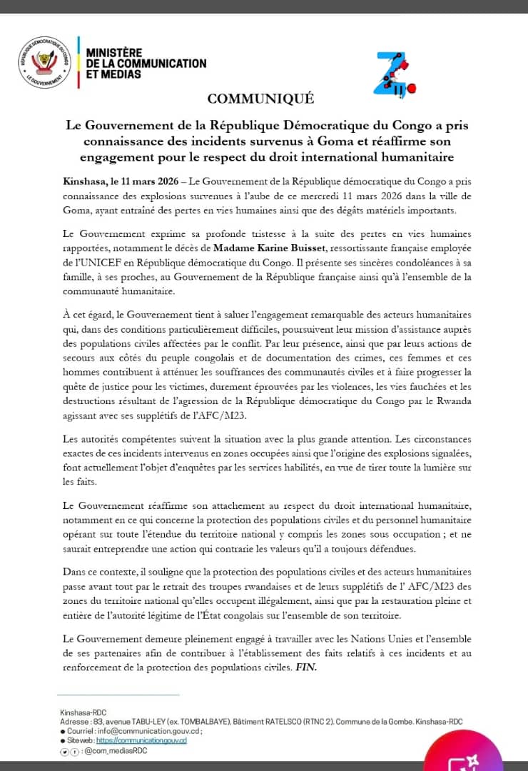 Goma : Kinshasa réagit après une frappe de drone meurtrière dans un quartier habité.*