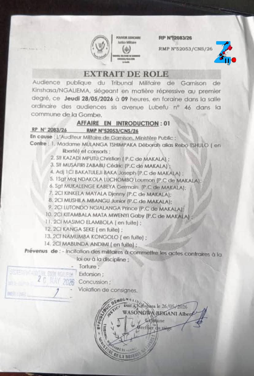 RDC : Rebo Tshulo et plusieurs militaires attendus devant la justice militaire