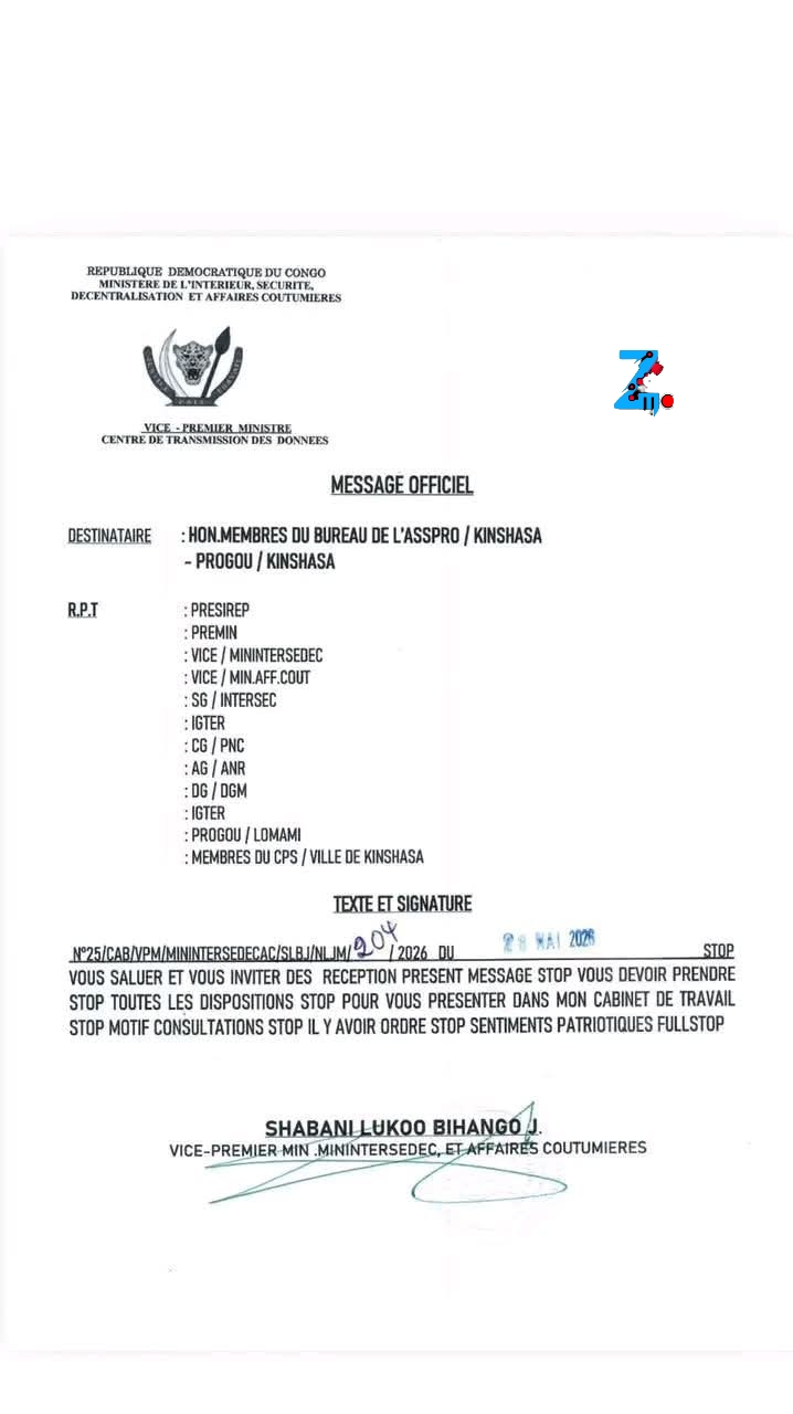 RDC : Shabani convoque le bureau de l’Assemblée provinciale et le gouverneur de Kinshasa