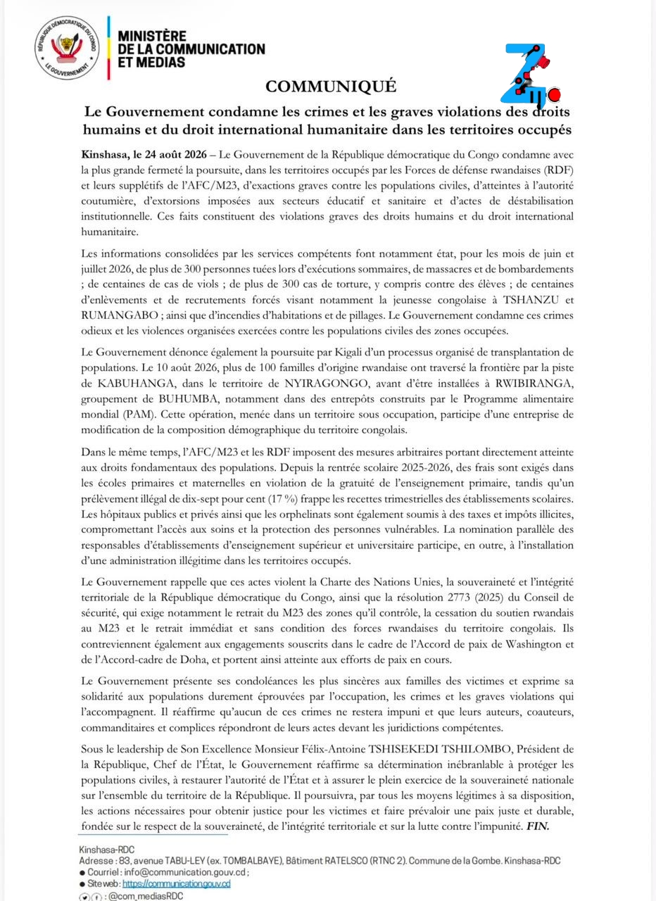 Est de la RDC : Kinshasa dénonce plus de 300 morts et de nombreuses exactions