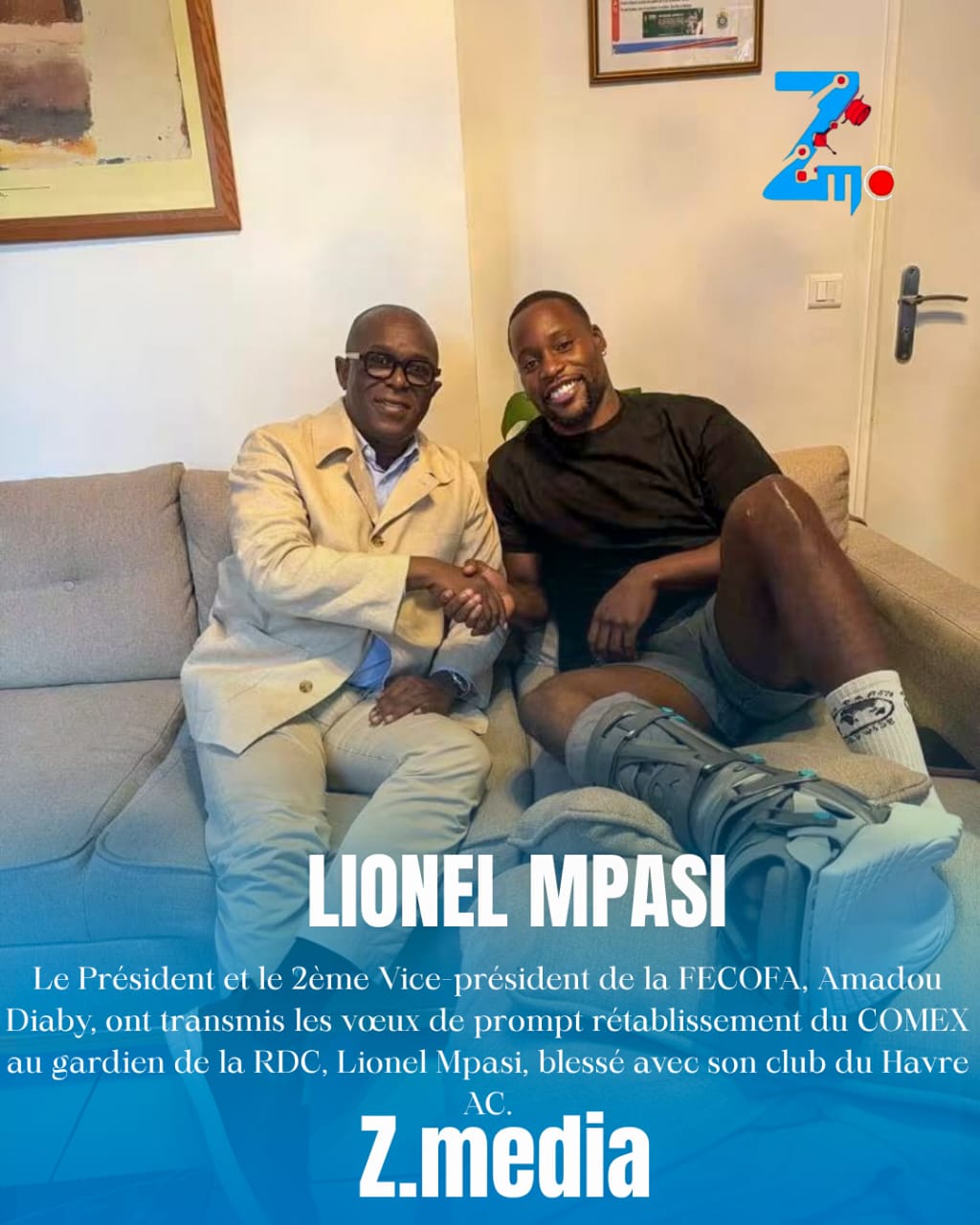 Léopards : blessé jusqu’à la fin de saison, Lionel Mpasi reçoit le soutien de la FECOFA